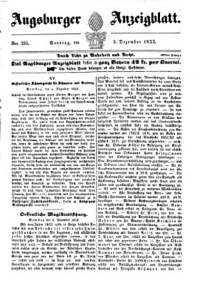 Augsburger Anzeigeblatt Sonntag 5. Dezember 1852