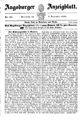 Augsburger Anzeigeblatt Mittwoch 8. Dezember 1852