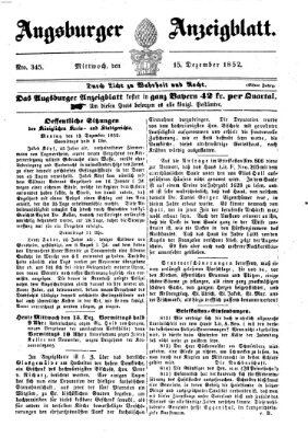 Augsburger Anzeigeblatt Mittwoch 15. Dezember 1852