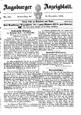 Augsburger Anzeigeblatt Donnerstag 16. Dezember 1852