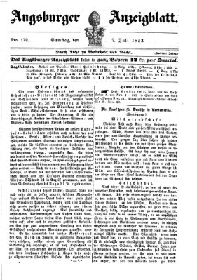 Augsburger Anzeigeblatt Samstag 2. Juli 1853