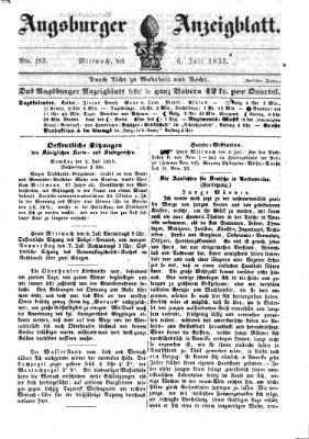 Augsburger Anzeigeblatt Mittwoch 6. Juli 1853