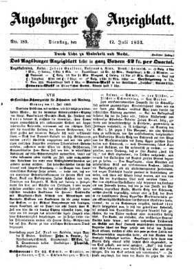 Augsburger Anzeigeblatt Dienstag 12. Juli 1853