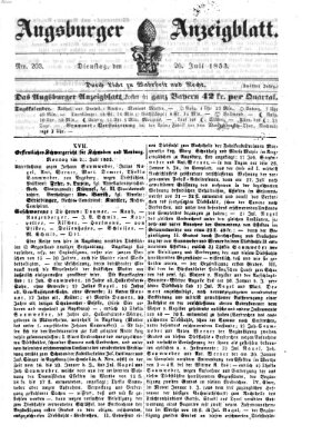 Augsburger Anzeigeblatt Dienstag 26. Juli 1853