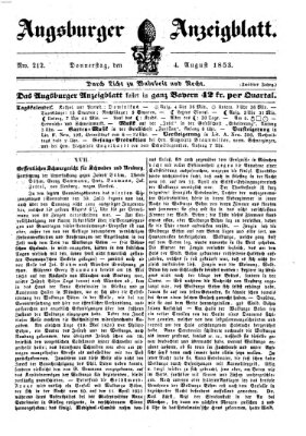 Augsburger Anzeigeblatt Donnerstag 4. August 1853