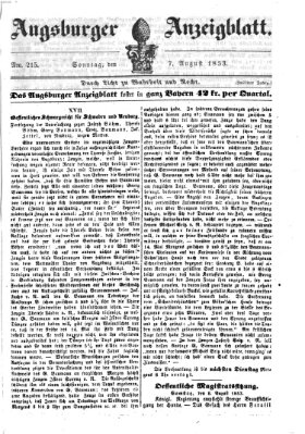 Augsburger Anzeigeblatt Sonntag 7. August 1853