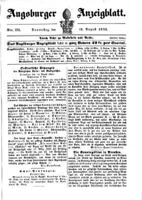 Augsburger Anzeigeblatt Donnerstag 18. August 1853