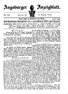 Augsburger Anzeigeblatt Freitag 19. August 1853