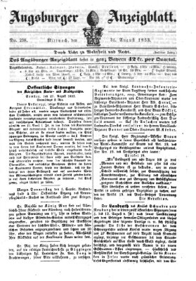 Augsburger Anzeigeblatt Mittwoch 31. August 1853