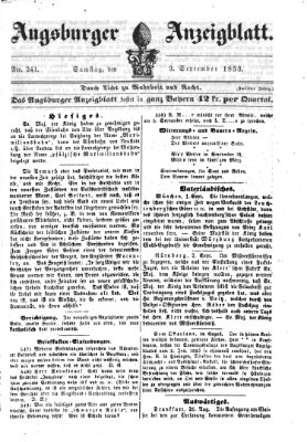 Augsburger Anzeigeblatt Samstag 3. September 1853