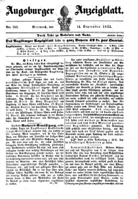 Augsburger Anzeigeblatt Mittwoch 14. September 1853