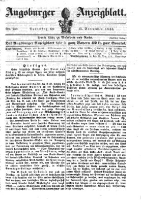 Augsburger Anzeigeblatt Donnerstag 15. September 1853