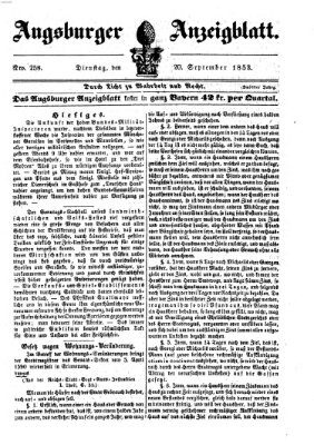 Augsburger Anzeigeblatt Dienstag 20. September 1853