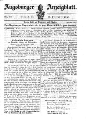 Augsburger Anzeigeblatt Mittwoch 21. September 1853