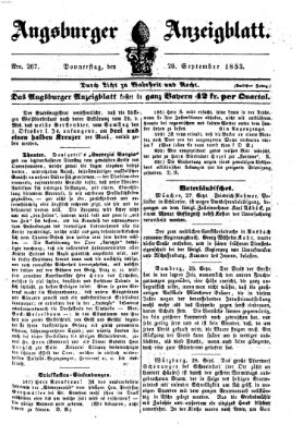 Augsburger Anzeigeblatt Donnerstag 29. September 1853