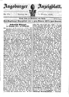 Augsburger Anzeigeblatt Freitag 7. Oktober 1853