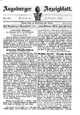 Augsburger Anzeigeblatt Mittwoch 12. Oktober 1853