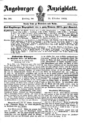 Augsburger Anzeigeblatt Freitag 21. Oktober 1853