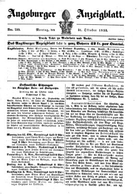 Augsburger Anzeigeblatt Montag 31. Oktober 1853