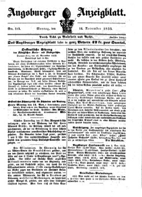 Augsburger Anzeigeblatt Montag 14. November 1853