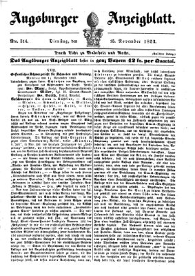 Augsburger Anzeigeblatt Dienstag 15. November 1853