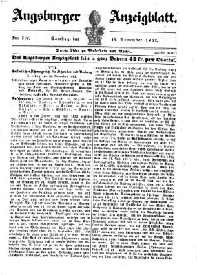 Augsburger Anzeigeblatt Samstag 19. November 1853