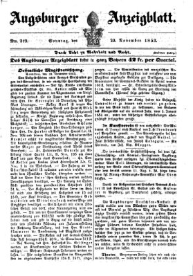 Augsburger Anzeigeblatt Sonntag 20. November 1853