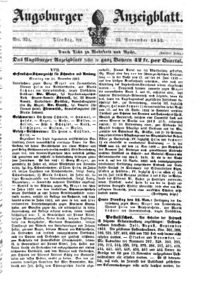 Augsburger Anzeigeblatt Dienstag 22. November 1853