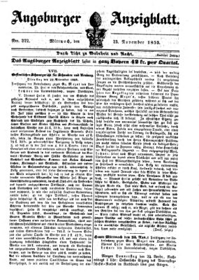 Augsburger Anzeigeblatt Mittwoch 23. November 1853