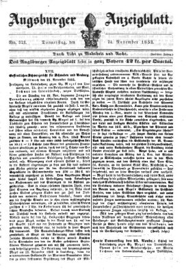 Augsburger Anzeigeblatt Donnerstag 24. November 1853