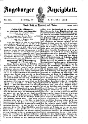 Augsburger Anzeigeblatt Sonntag 4. Dezember 1853