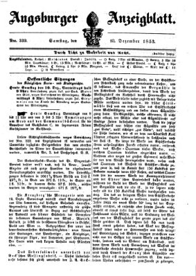 Augsburger Anzeigeblatt Samstag 10. Dezember 1853