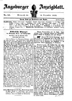 Augsburger Anzeigeblatt Mittwoch 14. Dezember 1853