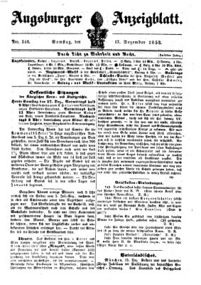 Augsburger Anzeigeblatt Samstag 17. Dezember 1853