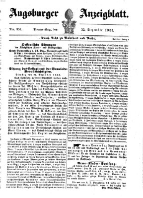 Augsburger Anzeigeblatt Donnerstag 22. Dezember 1853