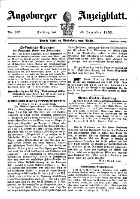 Augsburger Anzeigeblatt Freitag 23. Dezember 1853