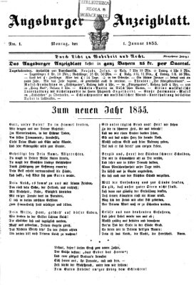 Augsburger Anzeigeblatt Montag 1. Januar 1855