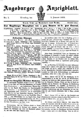 Augsburger Anzeigeblatt Dienstag 2. Januar 1855
