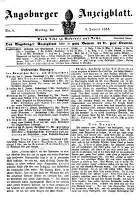 Augsburger Anzeigeblatt Montag 8. Januar 1855