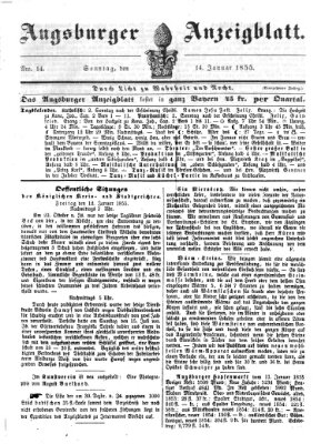 Augsburger Anzeigeblatt Sonntag 14. Januar 1855