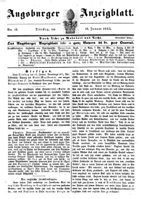 Augsburger Anzeigeblatt Dienstag 16. Januar 1855