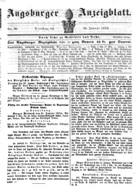 Augsburger Anzeigeblatt Dienstag 30. Januar 1855