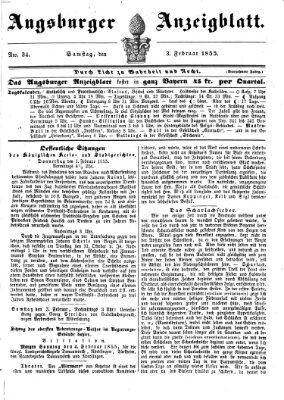 Augsburger Anzeigeblatt Samstag 3. Februar 1855