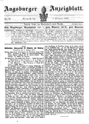 Augsburger Anzeigeblatt Mittwoch 7. Februar 1855