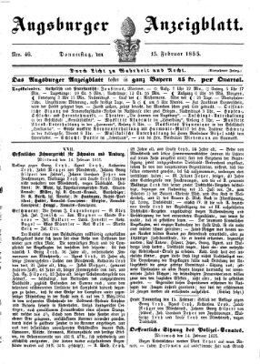 Augsburger Anzeigeblatt Donnerstag 15. Februar 1855