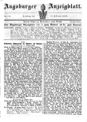 Augsburger Anzeigeblatt Samstag 17. Februar 1855