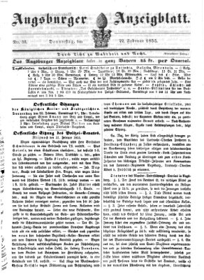 Augsburger Anzeigeblatt Donnerstag 22. Februar 1855