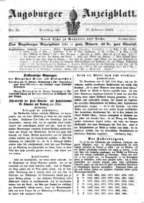 Augsburger Anzeigeblatt Dienstag 27. Februar 1855