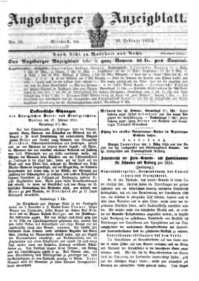 Augsburger Anzeigeblatt Mittwoch 28. Februar 1855