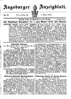 Augsburger Anzeigeblatt Donnerstag 1. März 1855